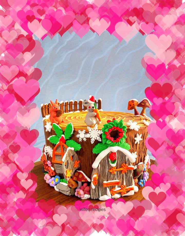 Christmas tree house fondant cake