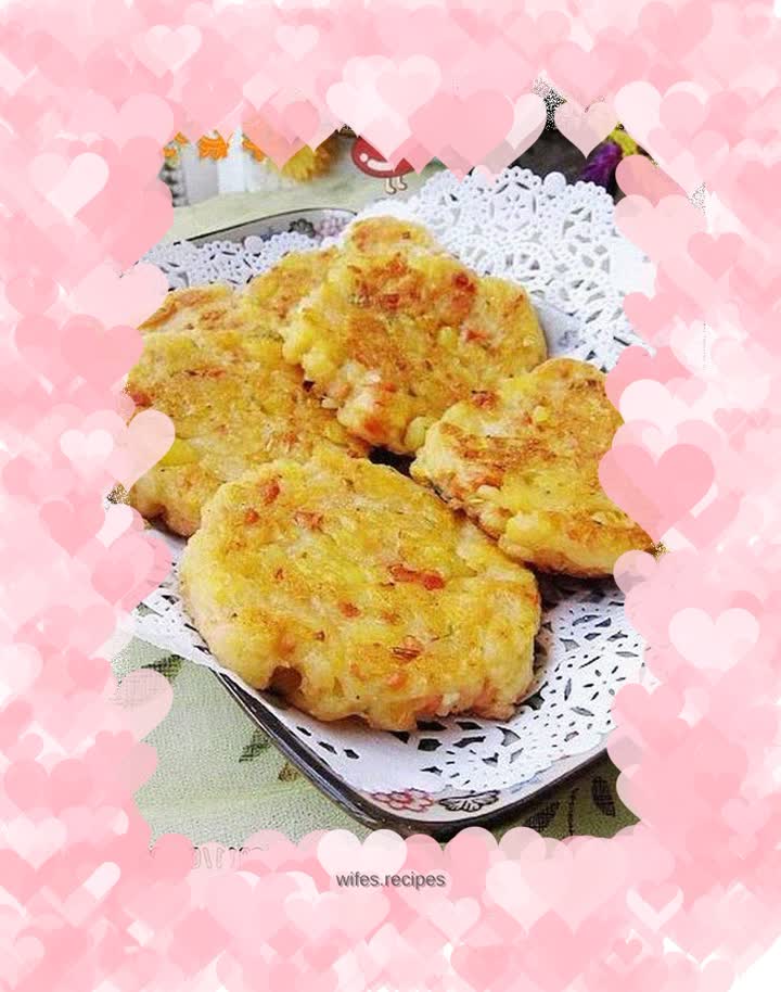 Green onion, ham and mashed potato pancakes