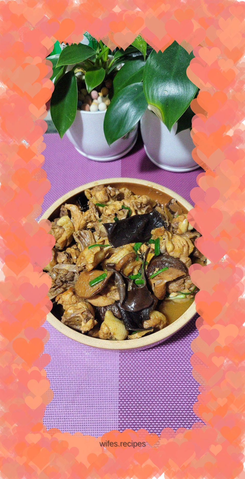 Braised chicken with mushrooms and fungus