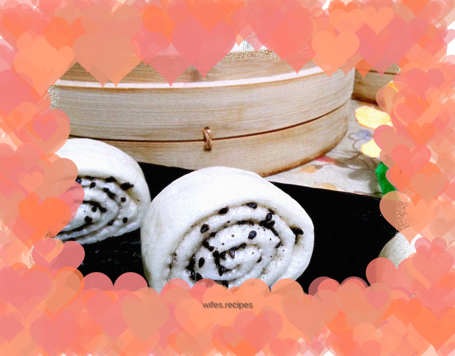 Black sesame steamed bun roll