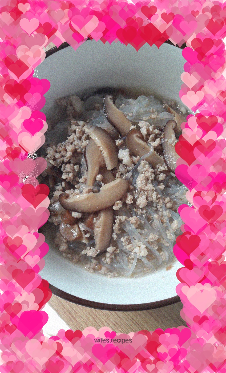 Stewed Vermicelli with Minced Pork and Shiitake Mushrooms