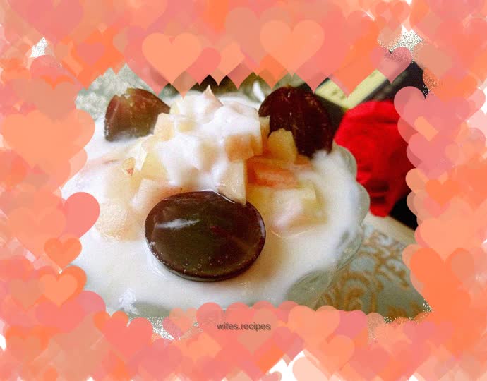 Fruit mixed with yogurt