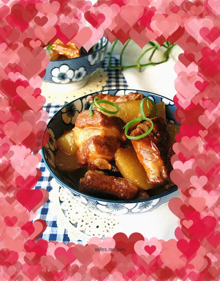 Pork ribs and roasted radish