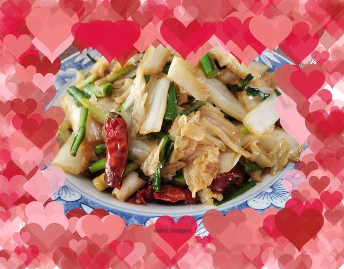 Stir-fried cabbage with garlic sprouts