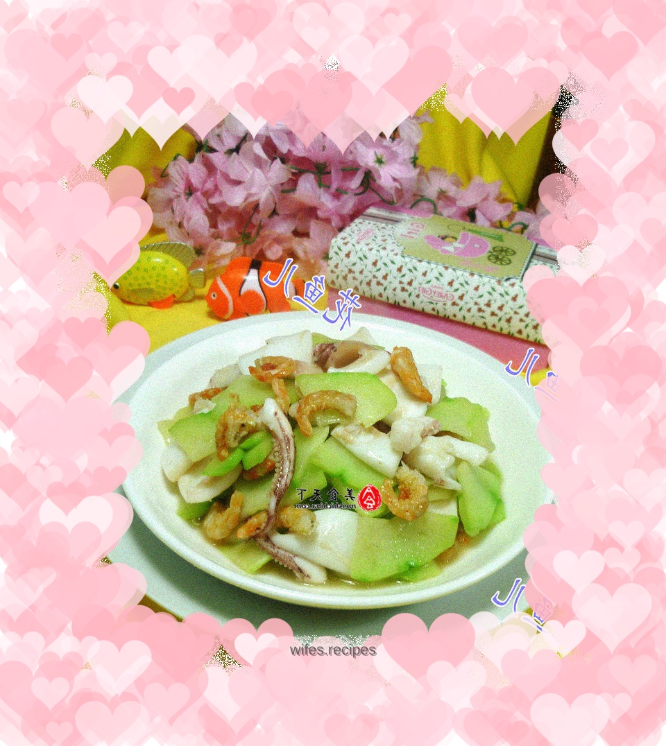 Fried Chayote with Kaiyang Squid