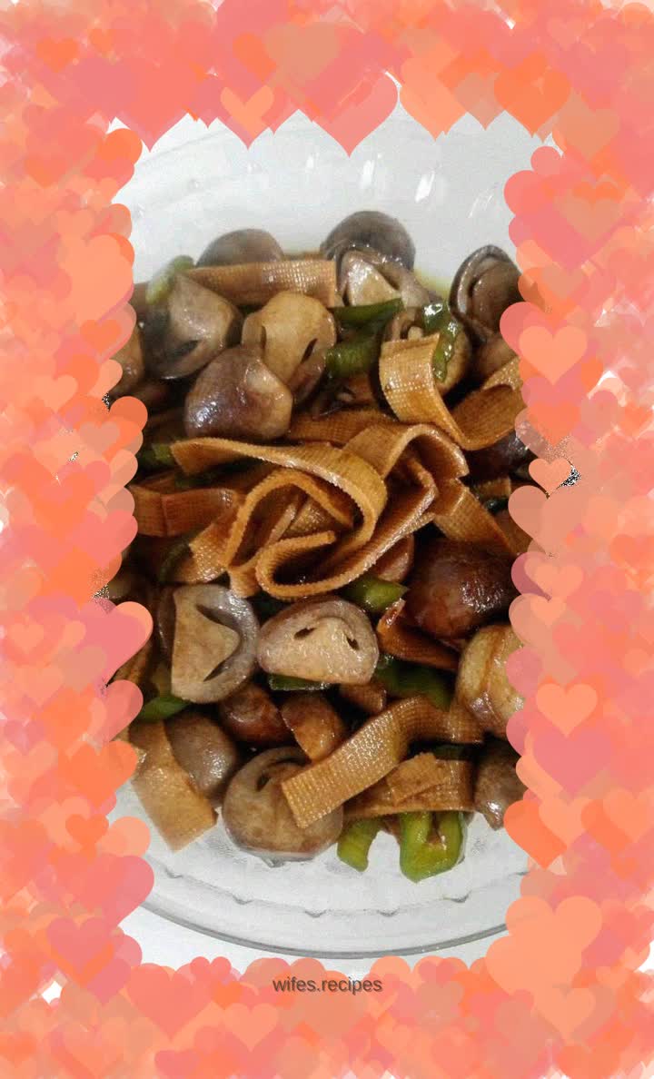 Oyster sauce, straw mushroom and bean skin