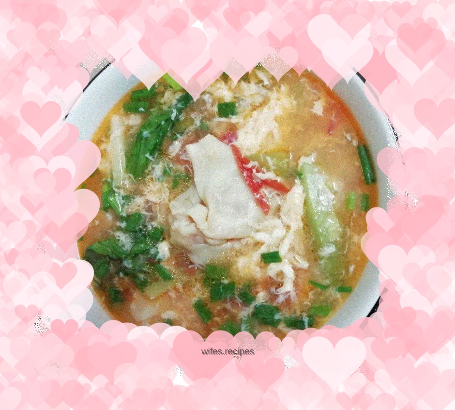 Tomato and egg soup wontons