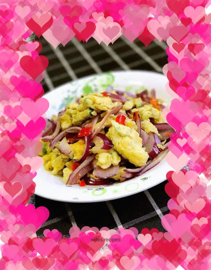 Scrambled Eggs with Chopped Peppers and Onions