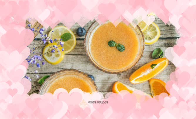 A glass of apple and orange juice after a meal to aid digestion