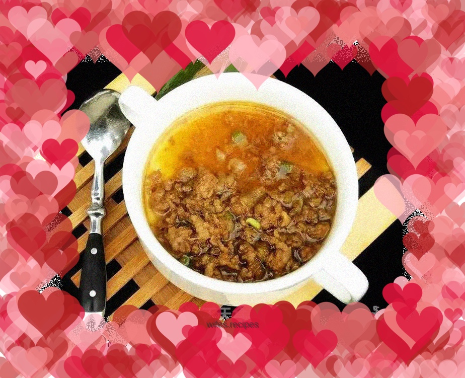 Nutritious breakfast - steamed eggs with minced meat