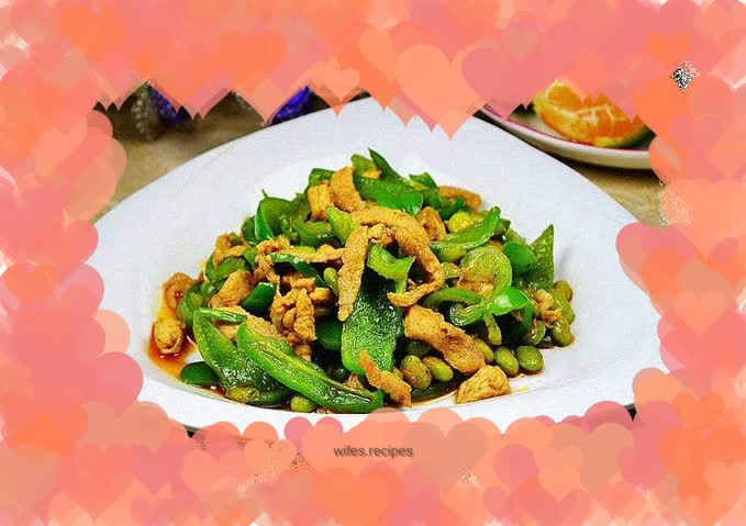 Satay flavored shredded pork and stir-fried green pepper
