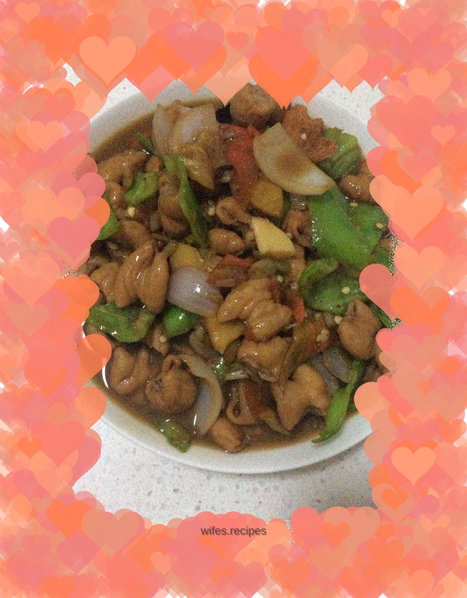 Fried large intestine with soy sauce