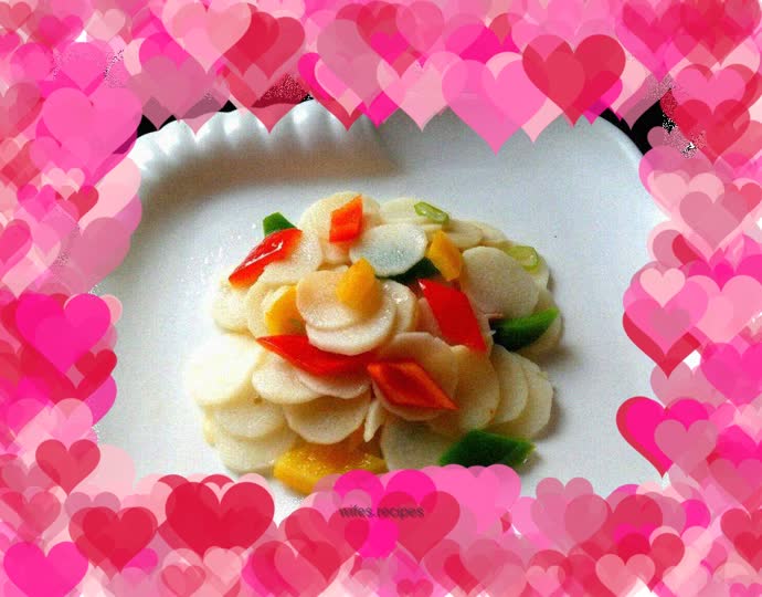 Stir-fried yam with colored pepper