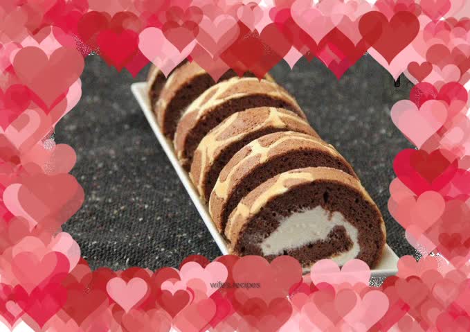 Giraffe pattern cocoa cake roll