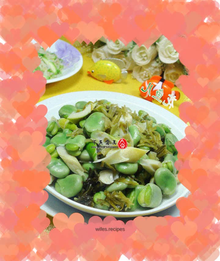 Stir-fried broad beans with pickled vegetables, thunder and bamboo shoots