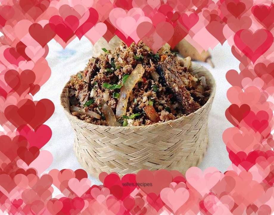 Chopped olive bark—ethnic delicacy