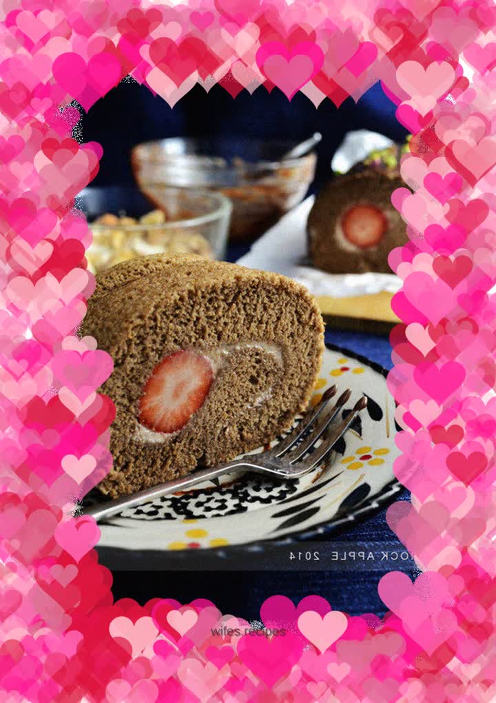 【Glazed Cocoa Strawberry Roll】