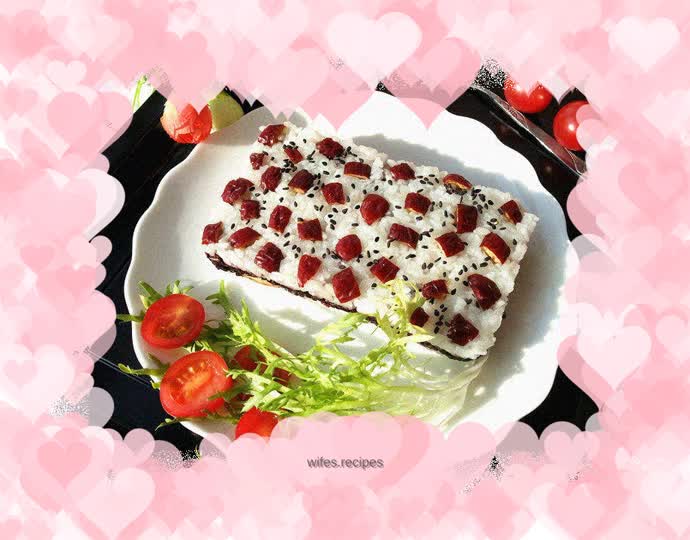 Black rice and red dates glutinous rice cake