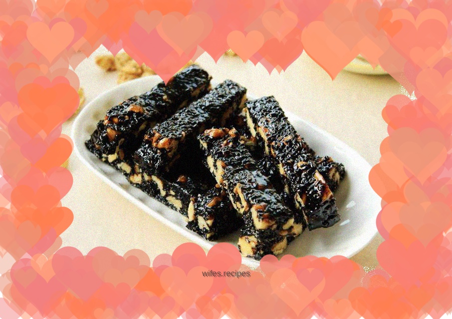 Black sesame, walnut and donkey-hide gelatin strips