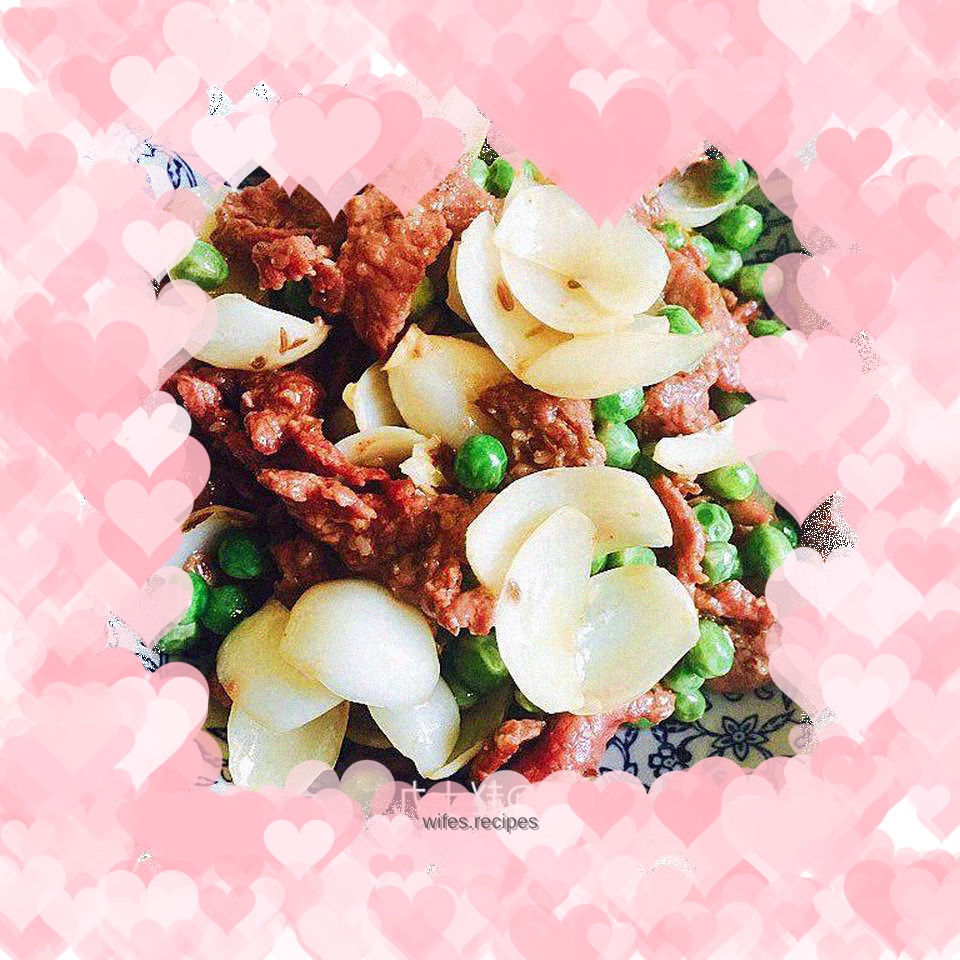 Lazy version of stir-fried beef with peas and lilies