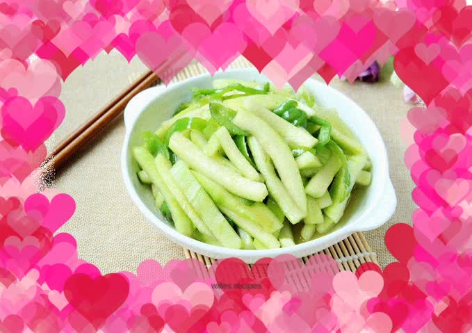 Stir-fried watermelon rind with chili pepper
