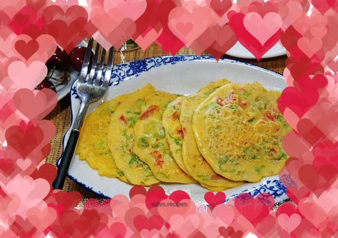 Lettuce and tomato egg pancake