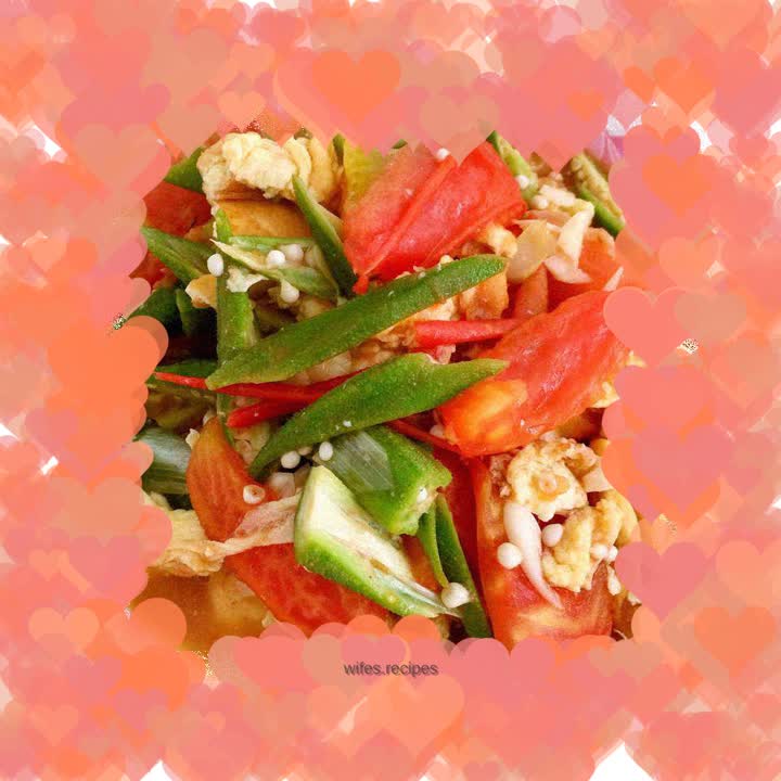 Scrambled Eggs with Tomato and Okra
