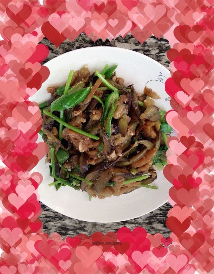 Shredded pepper and eggplant