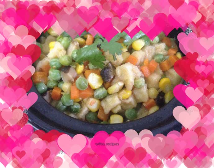 Tamago Tofu and Colorful Vegetables in Pot