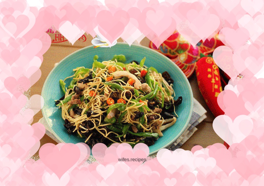 Stir-fried shredded pork with dried green pepper