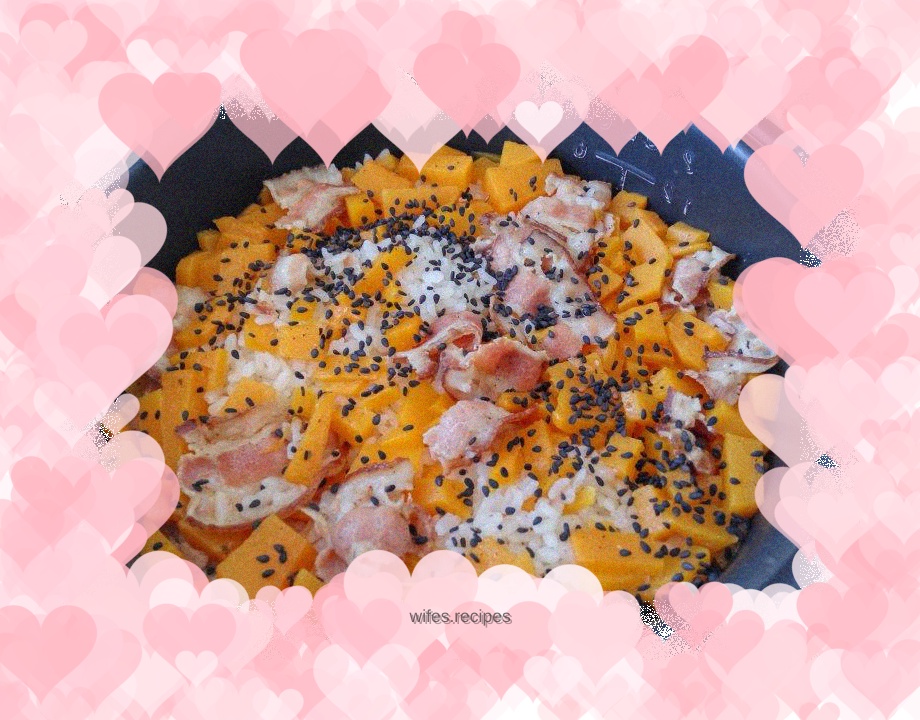 Pumpkin and Bacon Braised Rice