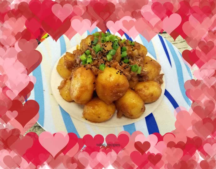 Minced Pork Sauce Sweet Potatoes