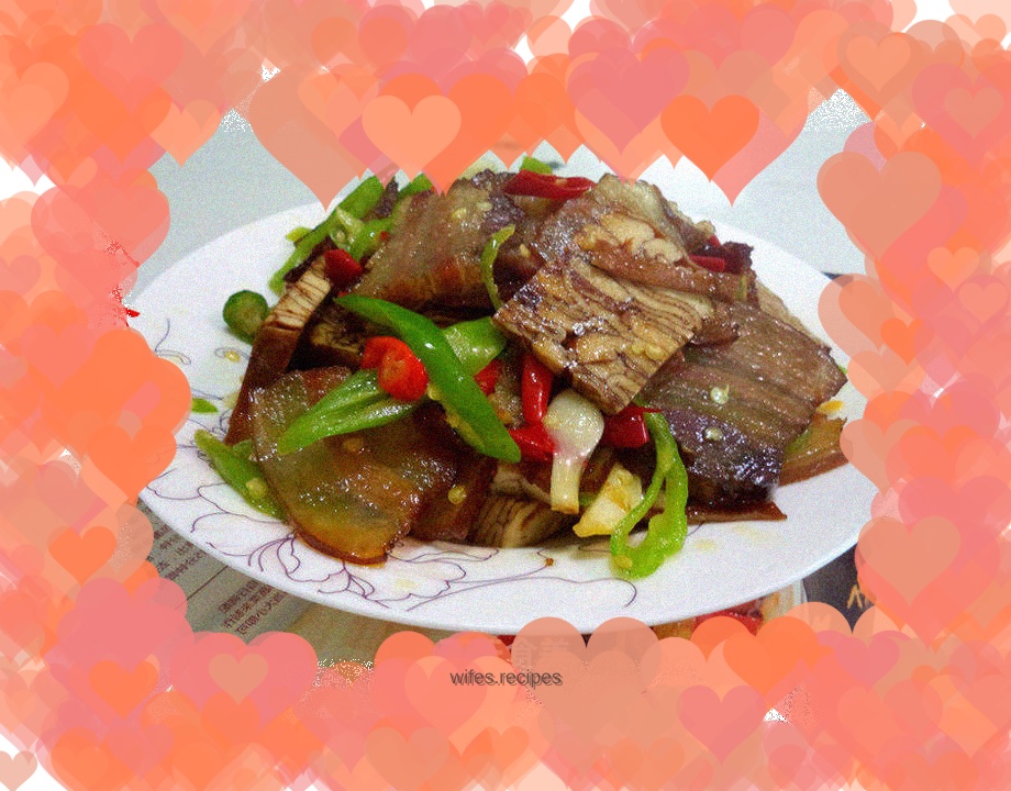 Stir-fried bacon with machine-pressed tofu