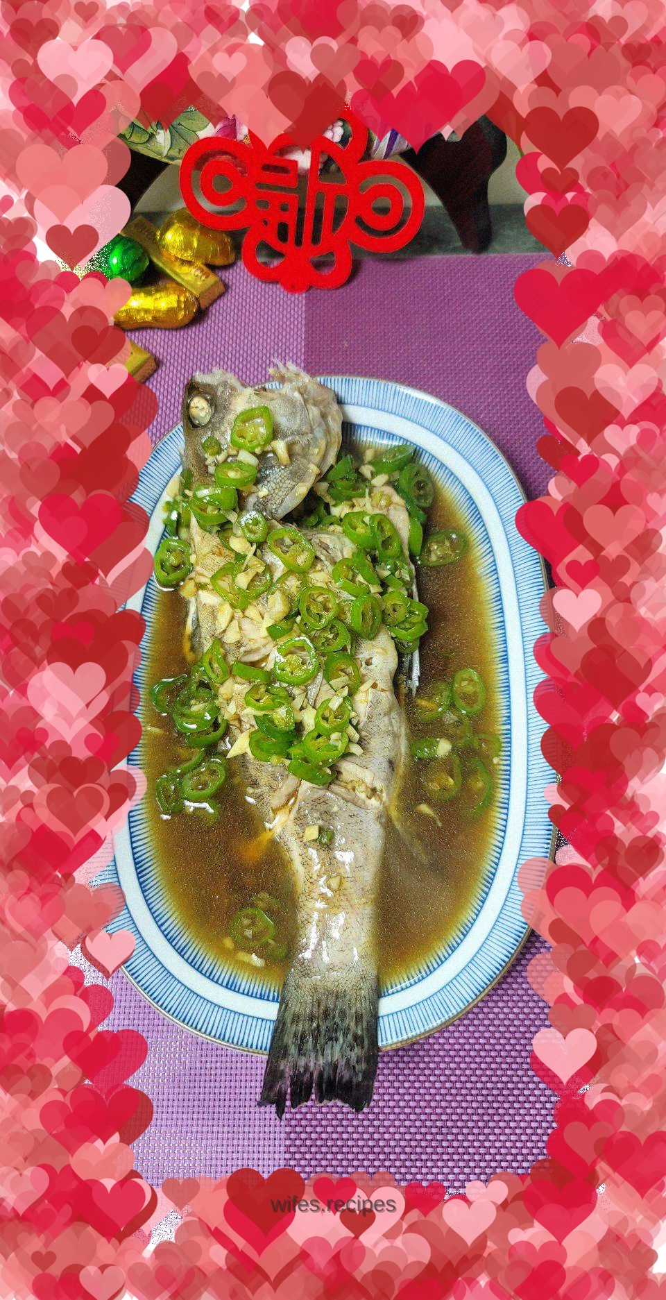 Steamed fish with minced green pepper and garlic sauce