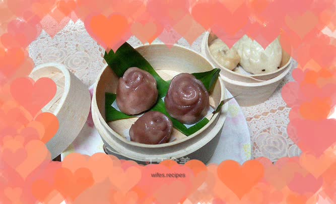 Fancy steamed buns - strawberry rose steamed buns