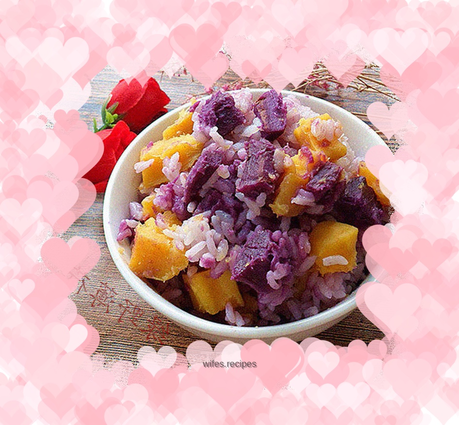 Sweet potato and purple sweet potato steamed rice