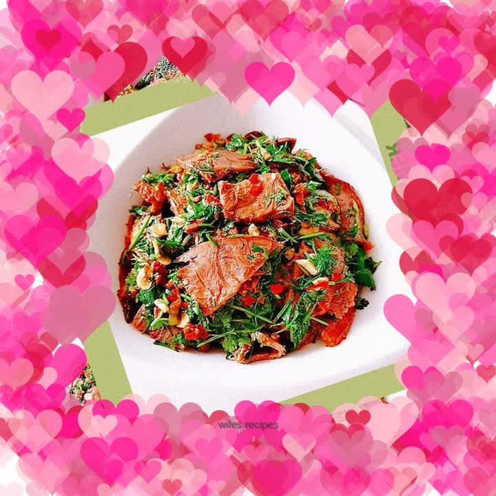 Beef mixed with coriander