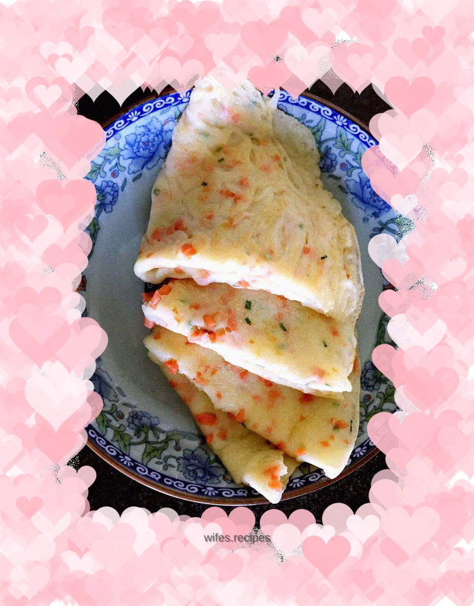 Three-minute chive, ham and egg pancake