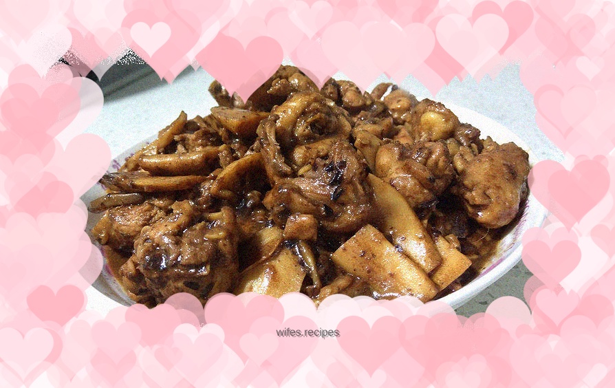 Braised Chicken with King Oyster Mushroom and Black Beans