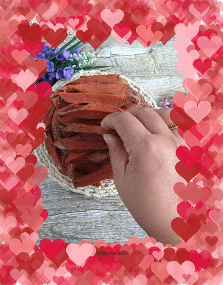 Three steamed and three sun dried sweet potatoes
