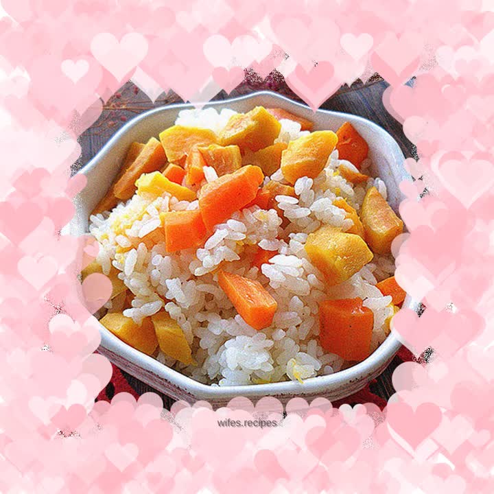 Steamed rice with carrots and sweet potatoes