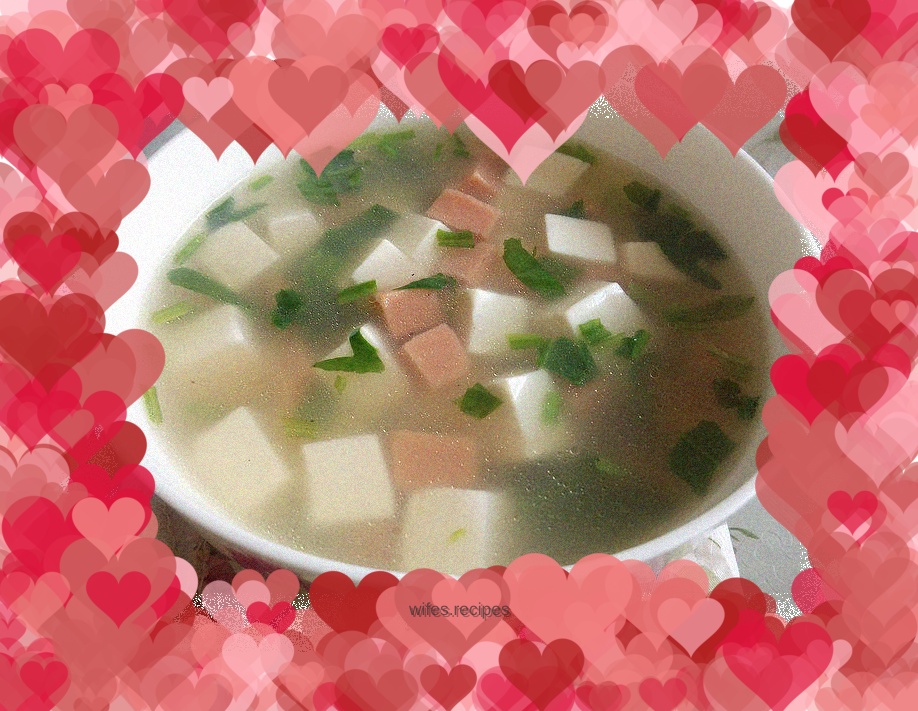 Green vegetable and tofu soup