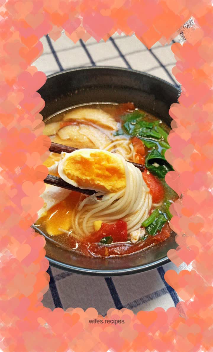 Tomato Poached Egg Noodle Soup