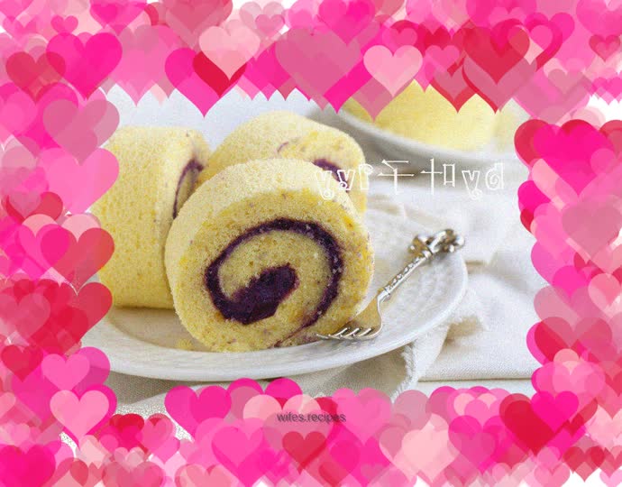 Pandaren healthy and delicious purple sweet potato cake roll