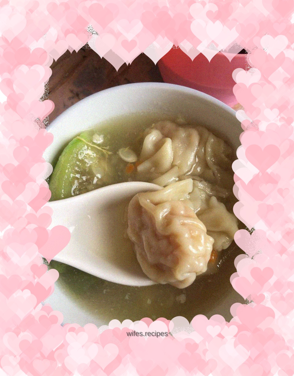 Homemade wontons cooked with water melon
