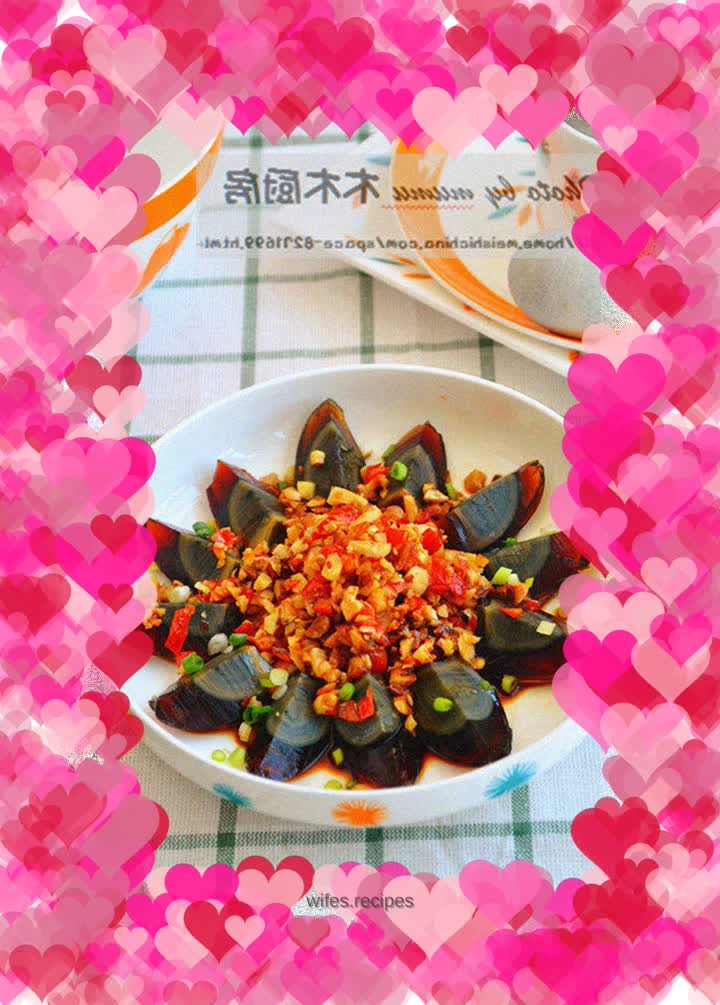 Preserved eggs mixed with nuts