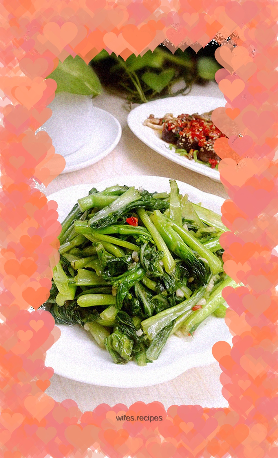 Stir-fried cabbage core with minced garlic