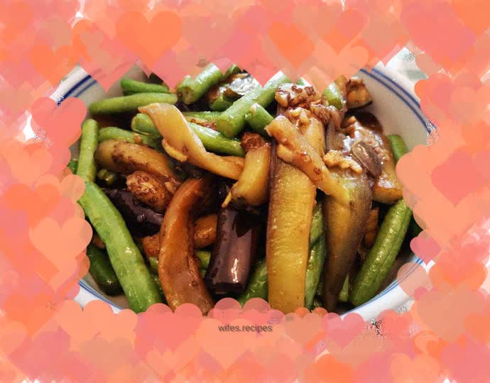 Grilled eggplant with green beans