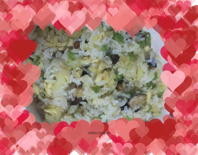 Water spinach, potato and egg fried rice