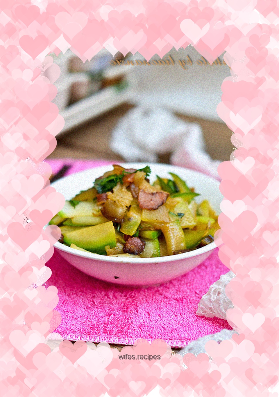 Stir-fried bacon with radish